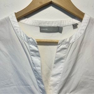 VINCE women’s white split v neck cap sleeve blouse shirt size small NWOT